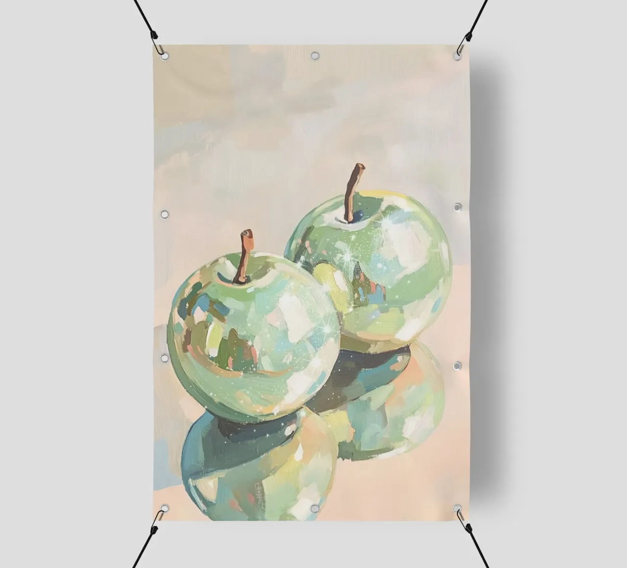 Reflective Green Apples Painting pvc cover by Melloi Art Print