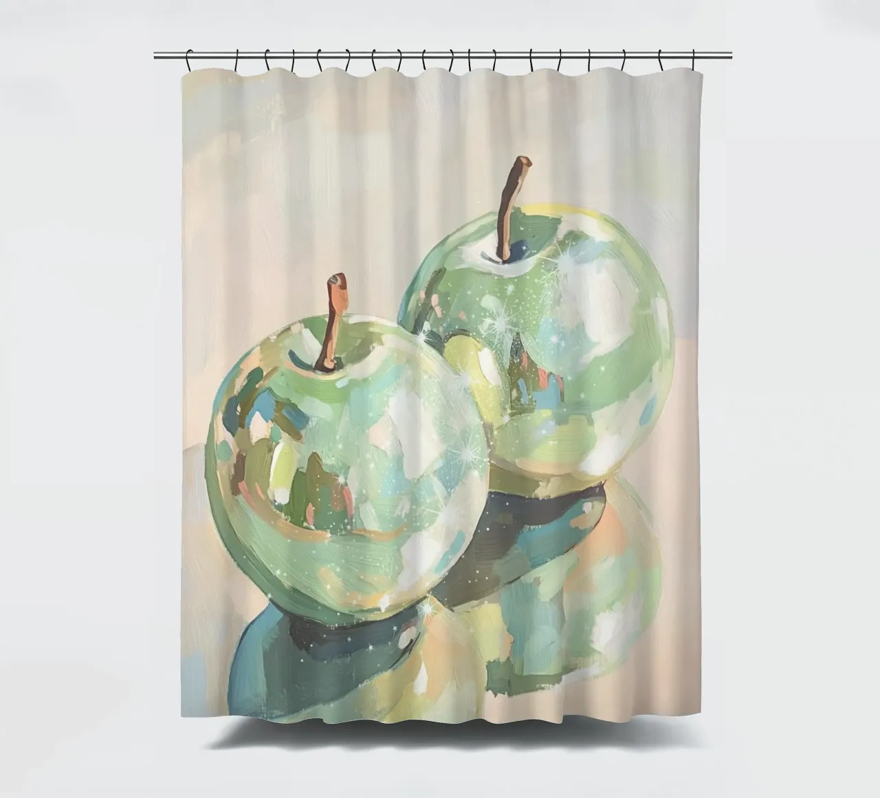 Reflecterende groene appels schilderen douchegordijn van Melloi Art Print