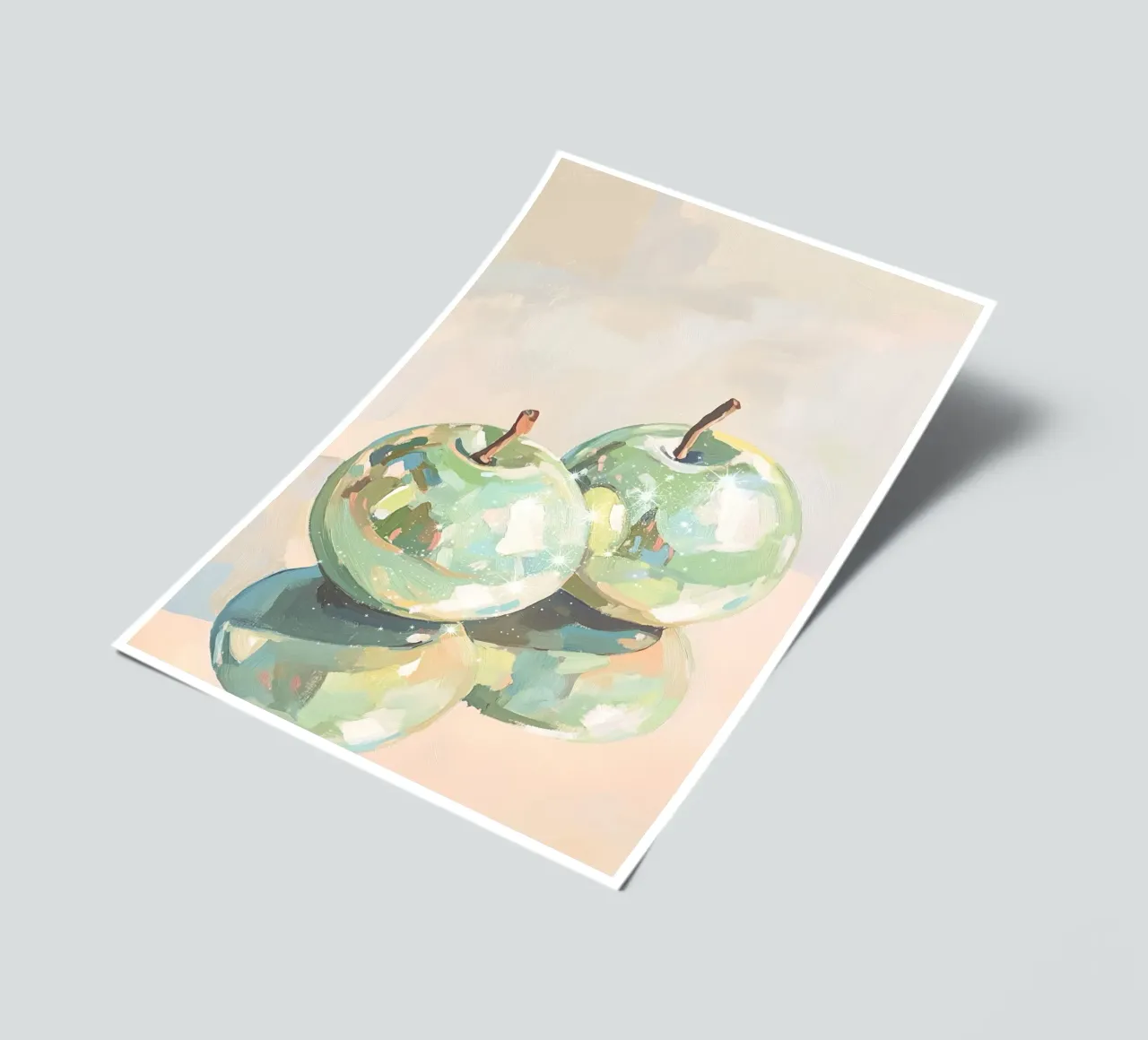 Reflective Green Apples Painting sticker sheet by Melloi Art Print