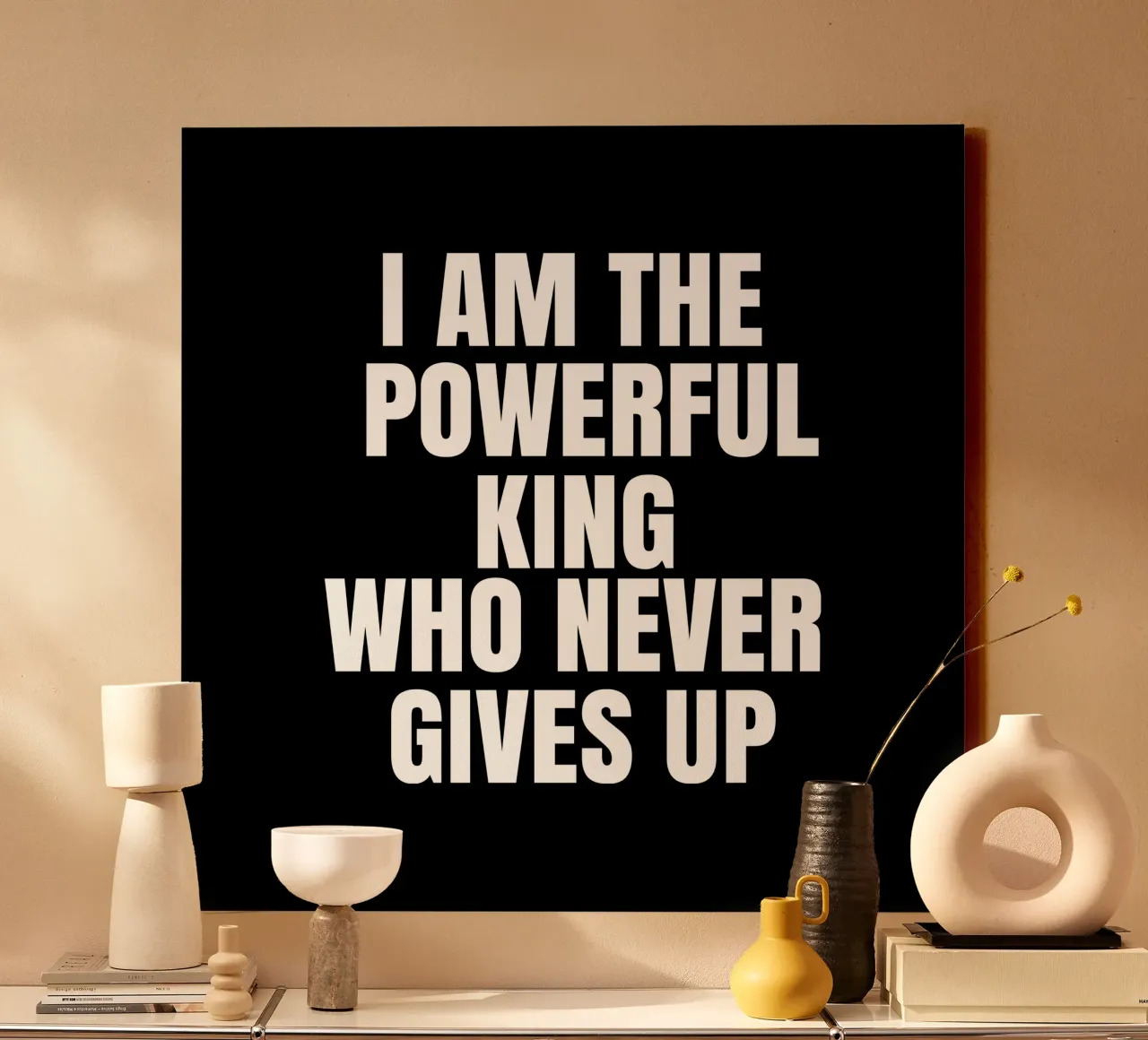 I am the powerful king who never gives up tela con Cornice a cassetta da happieeagle