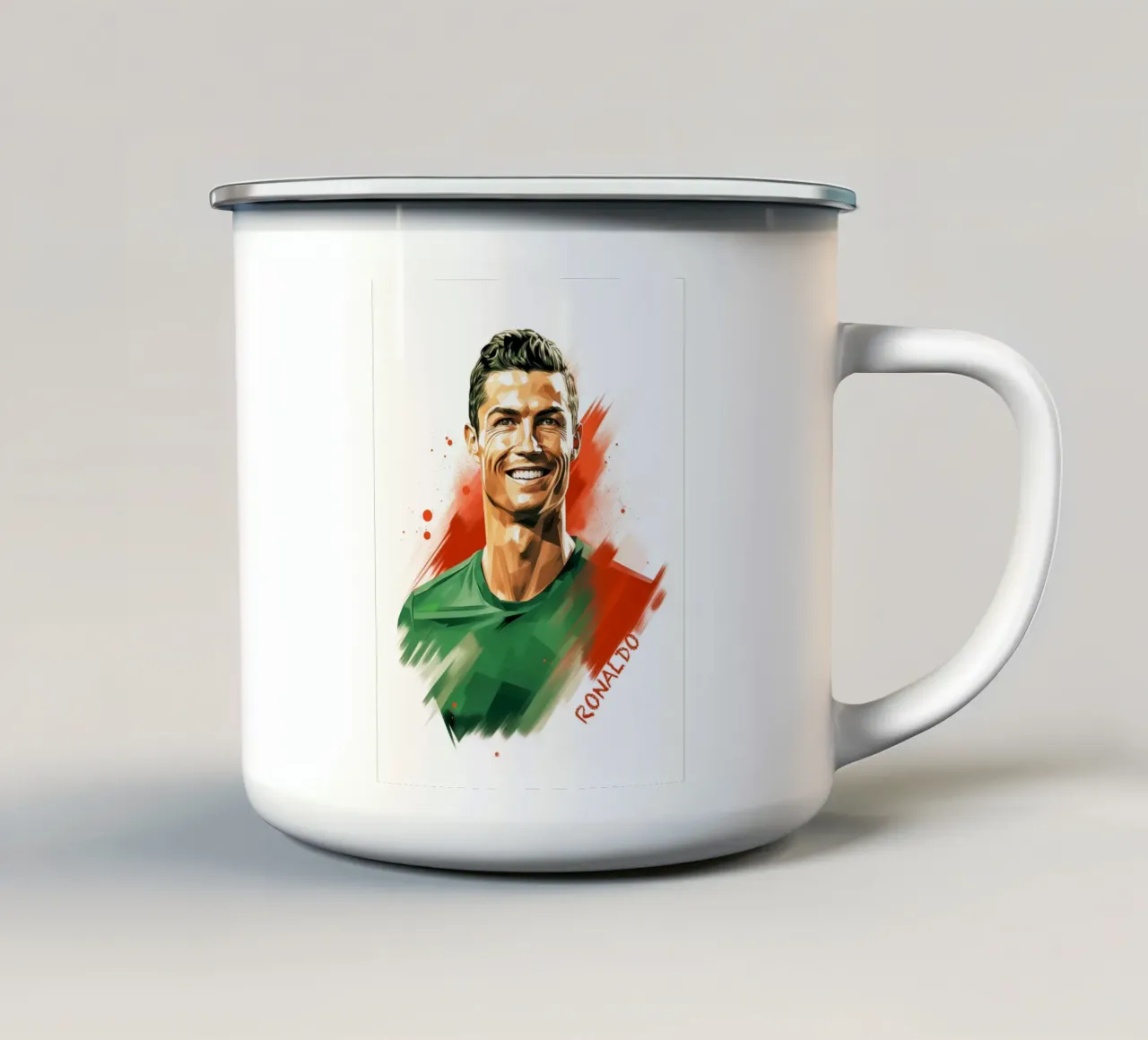 Il gioco di colori del calcio di Ronaldo tazza in smalto da Carinaprint
