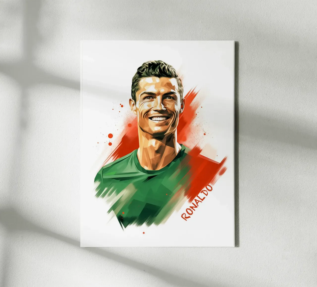 Il gioco di colori del calcio di Ronaldo tela con Cornice a cassetta da Carinaprint