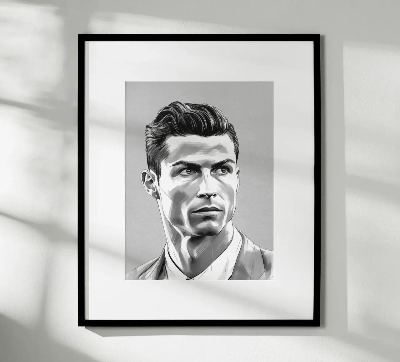 Ronaldo Champion in Skizze poster con telaio in alluminio da Carinaprint