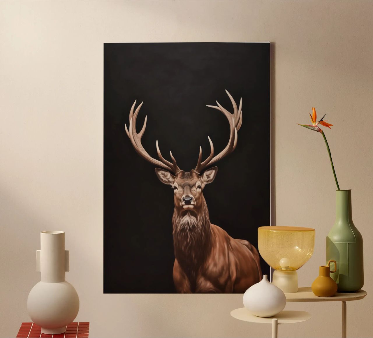 Majestätischer Hirsch Porträt Leinwand von Carinaprint
