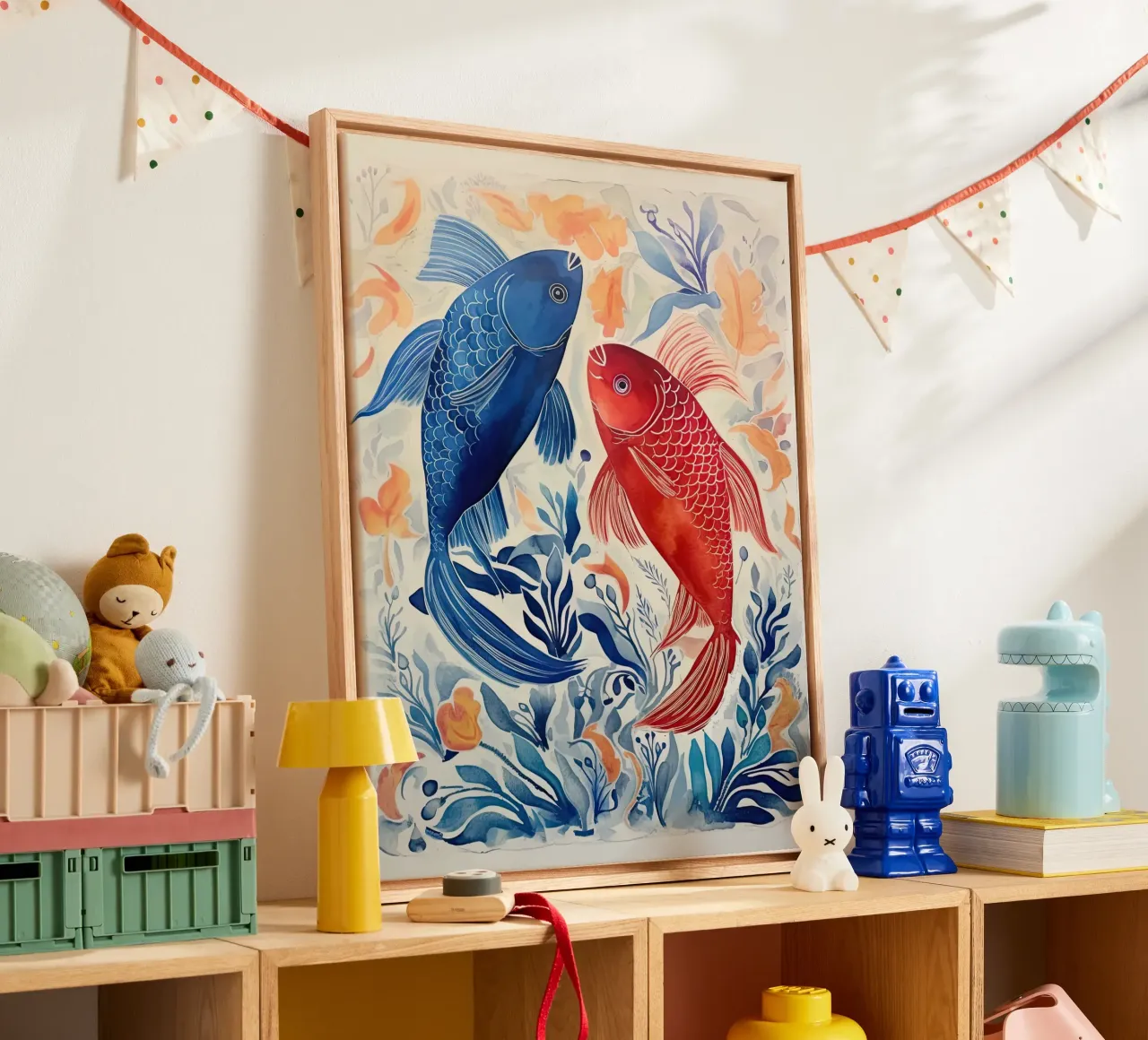 Vissen Dans canvas met Baklijst van DaarbyN