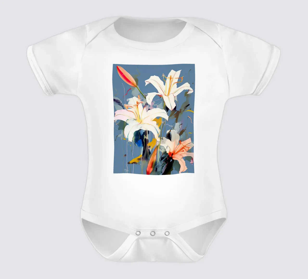 Lily Flowers short-sleeve baby romper by DaarbyN