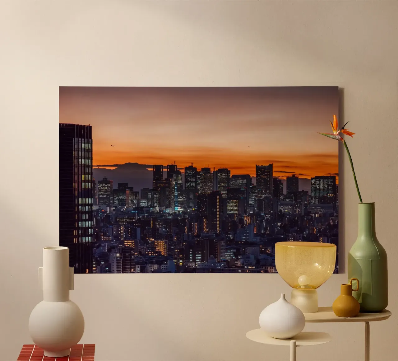 Zonsondergang in Tokio met Mt. Fuji canvas van Marcel Bisig