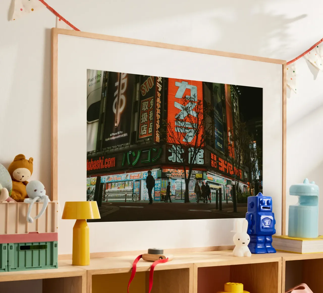 Luci al neon di Shinjuku a Tokyo, Giappone poster con telaio in alluminio da Marcel Bisig