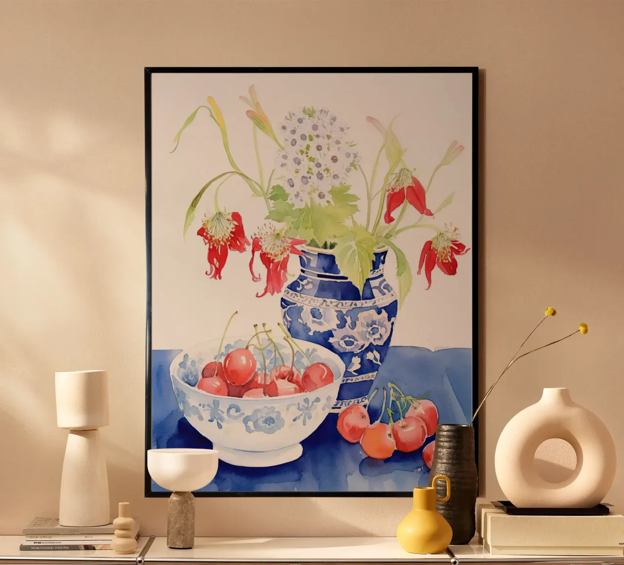 Kirschen Poster mit Kunststoffrahmen von DaarbyN