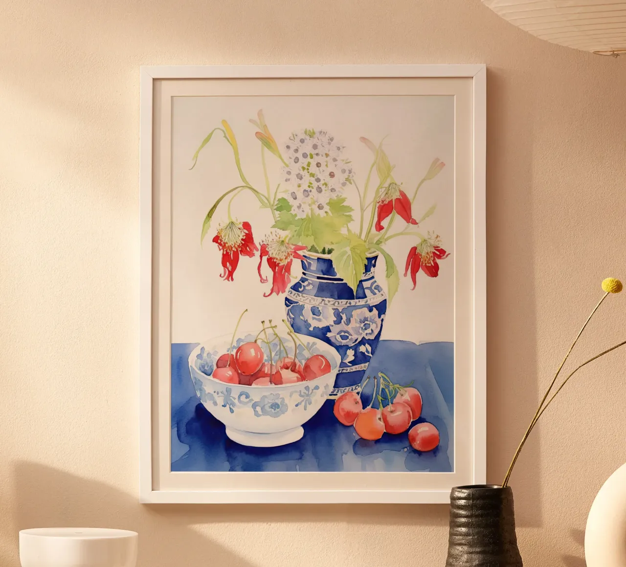 Kirschen Poster mit Kunststoffrahmen von DaarbyN