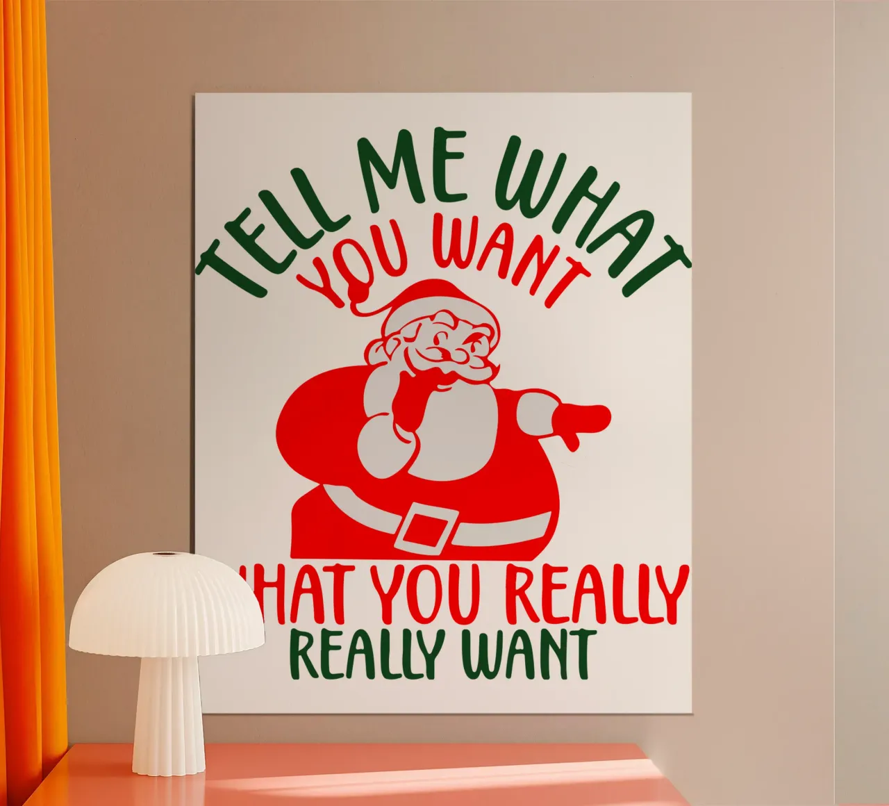 weihnachtsmann sag mir was du willst Poster mit Holzrahmen von onefeelshop