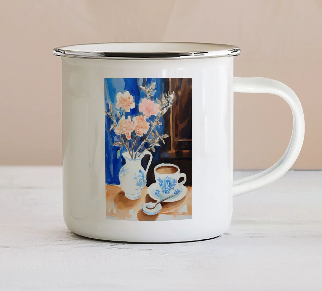 Caffè e fiori tazza in smalto da DaarbyN