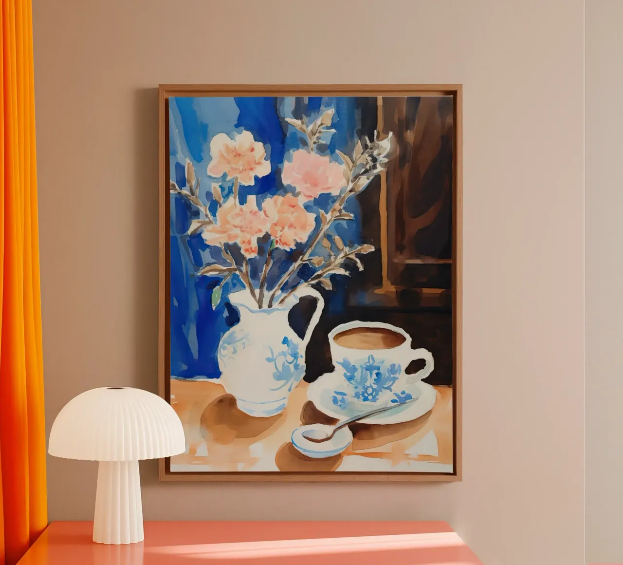Caffè e fiori tela con Cornice a cassetta da DaarbyN