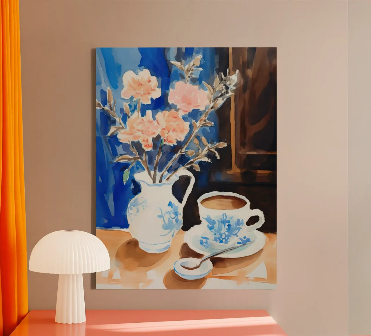 Caffè e fiori tela con Cornice a cassetta da DaarbyN