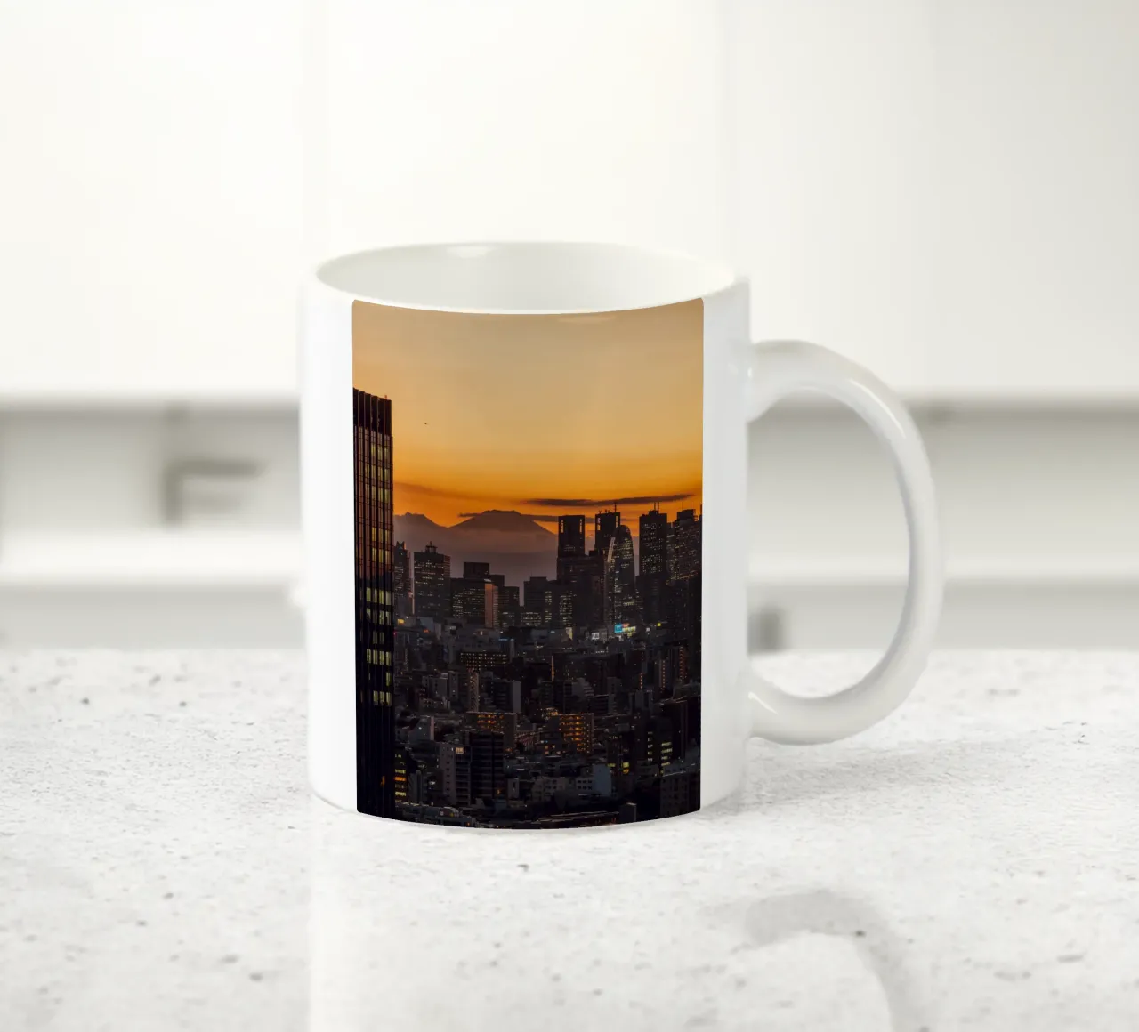Zonsondergang in Tokio met Mt. Fuji keramische mok van Marcel Bisig