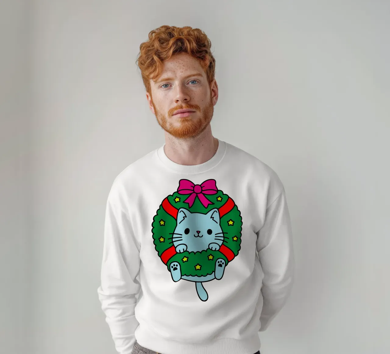 gatto di natale design divertente felpa da onefeelshop