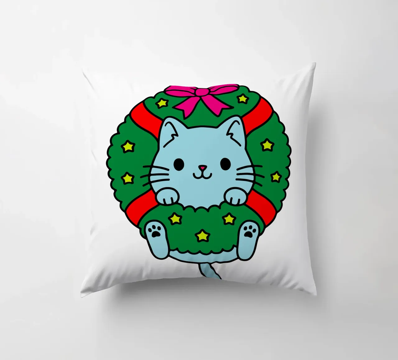 christmas cat funny design decorative cushion by onefeelshop