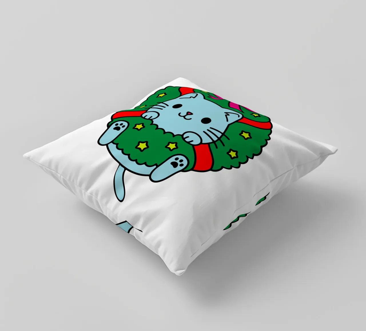 christmas cat funny design decorative cushion by onefeelshop