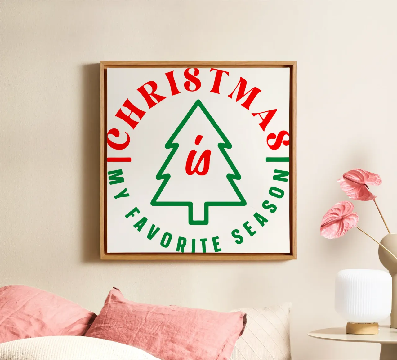 la navidad es mi estación favorita lienzo con Marco flotante de onefeelshop