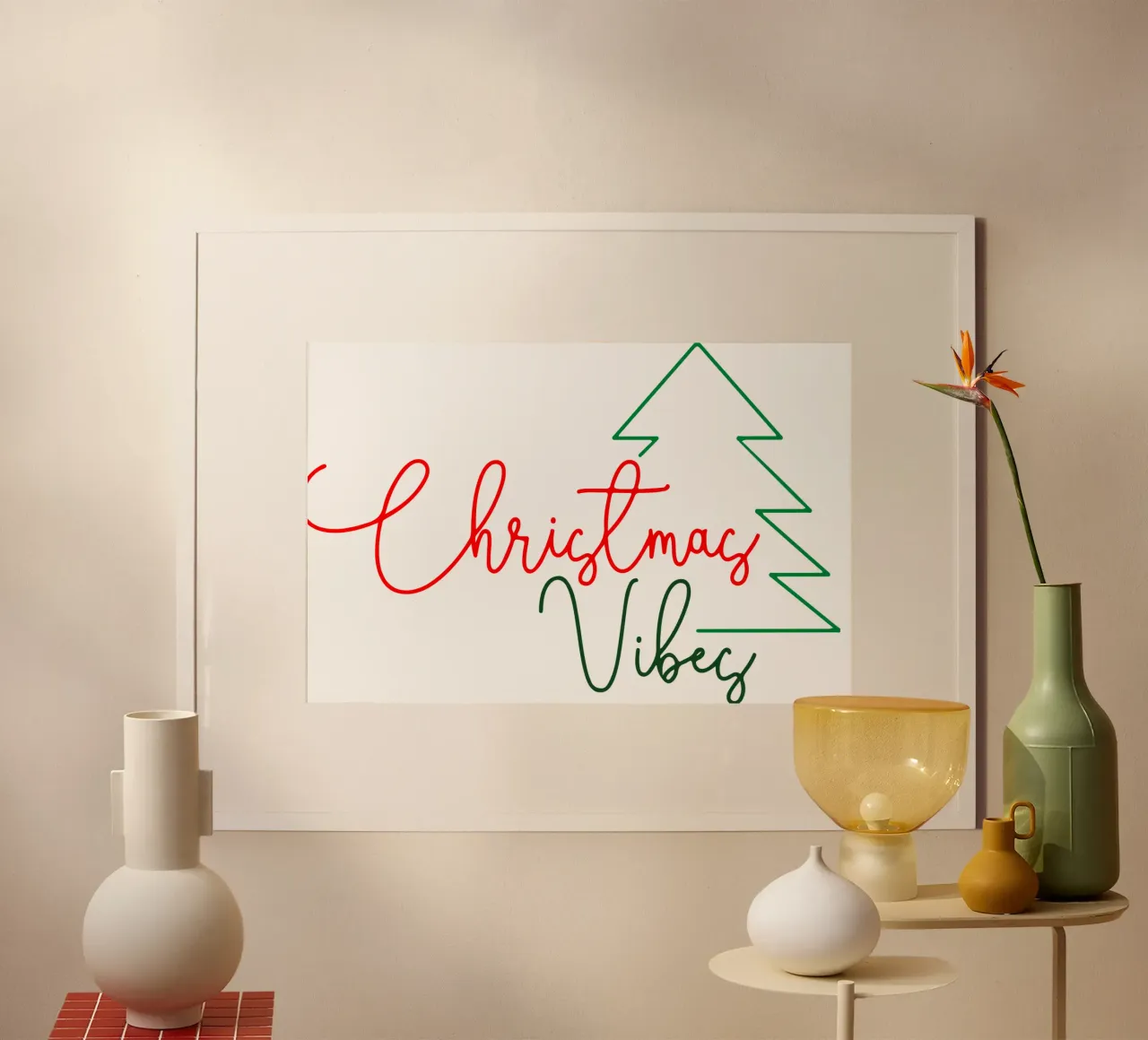 vibrazioni natalizie poster con telaio in plastica da onefeelshop
