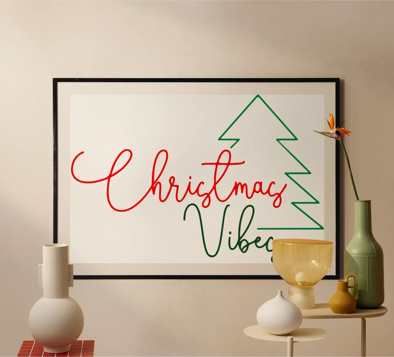 vibrazioni natalizie poster con telaio in plastica da onefeelshop