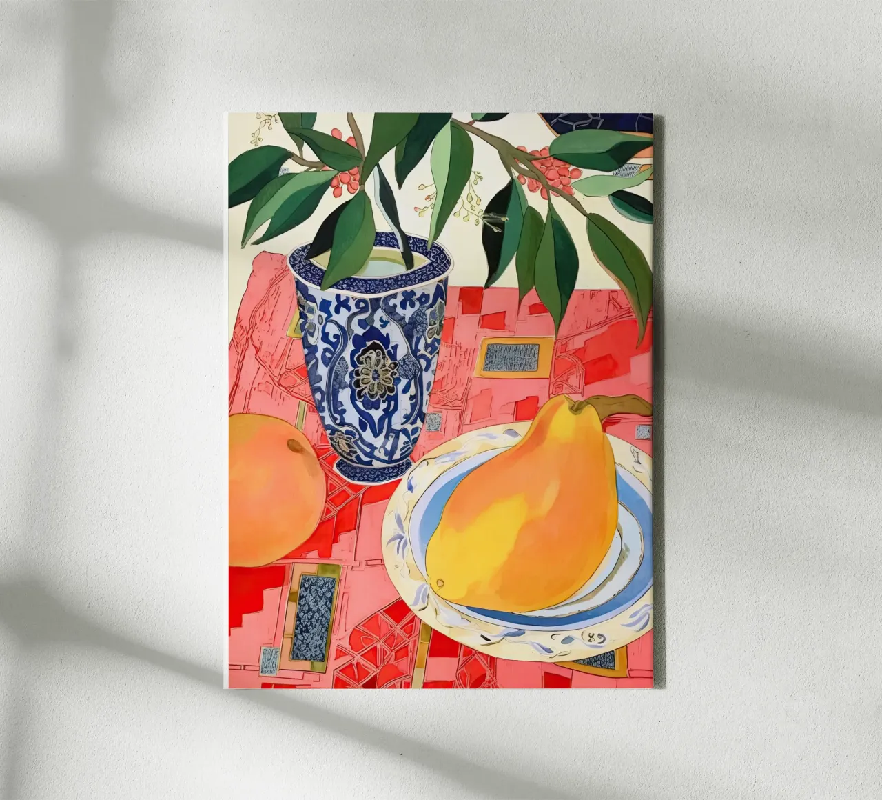 Fruit en vaas canvas met Baklijst van DaarbyN