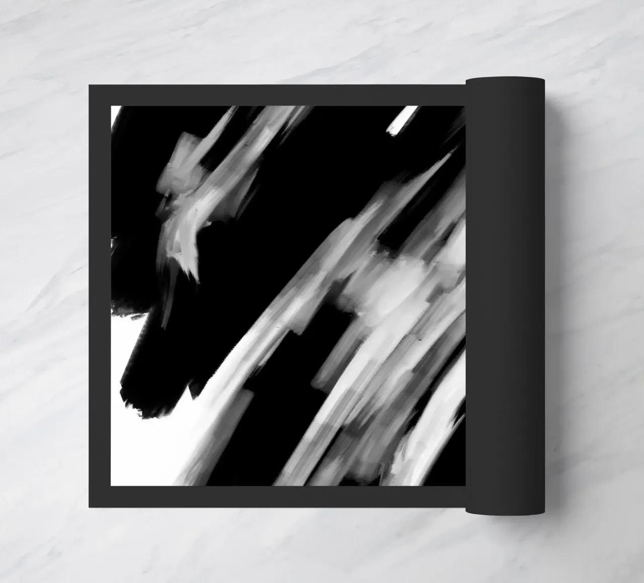 Abstracto blanco y negro felpudo de Studio B