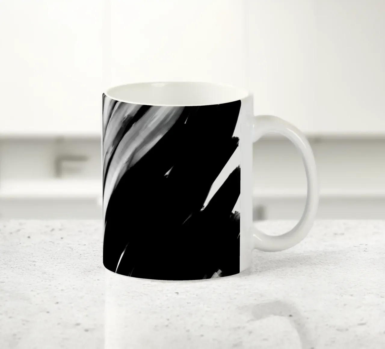 Weiß & Schwarz Abstrakt Keramik Tasse von Studio B