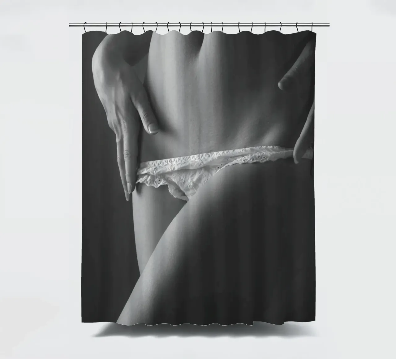 Kleine weiße Unterwäsche mono Duschvorhang von Dave Hare Photography