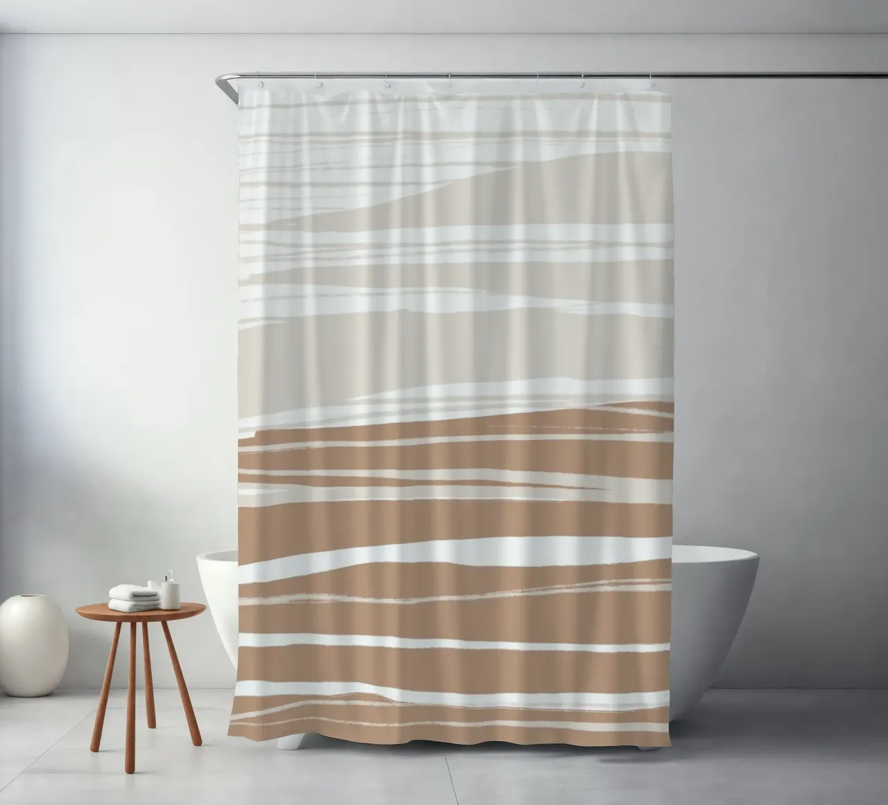 Serene Clay Bands shower curtain by nileshkikuuchise