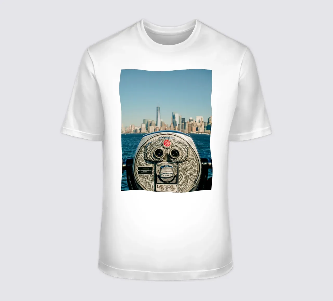 Skyline di New York - Vista di Manhattan con un binocolo t-shirt da Bold and Retro