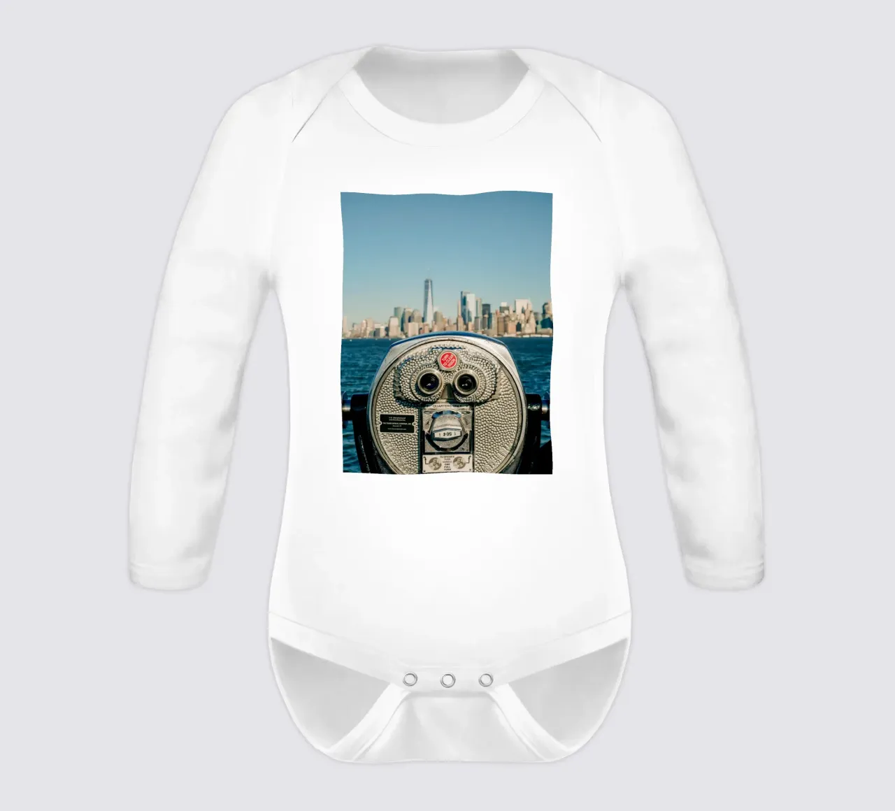 Skyline di New York - Vista di Manhattan con un binocolo body neonato maniche lunghe da Bold and Retro
