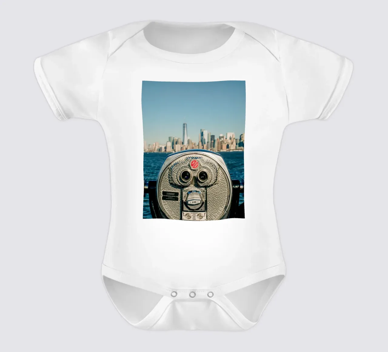 Skyline di New York - Vista di Manhattan con un binocolo body neonato maniche corte da Bold and Retro