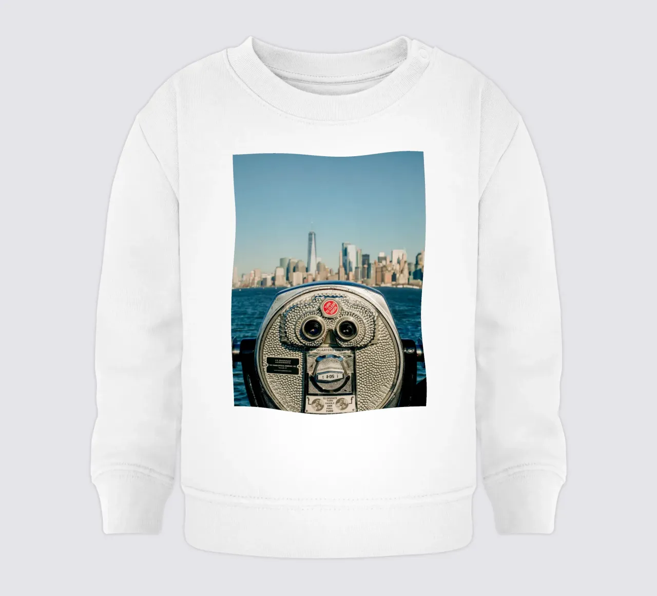 Skyline di New York - Vista di Manhattan con un binocolo felpa neonato da Bold and Retro