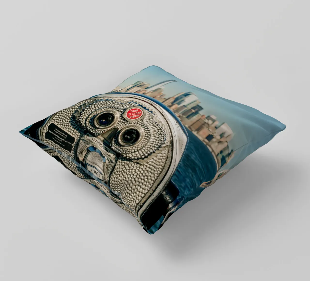 Skyline di New York - Vista di Manhattan con un binocolo cuscino da Bold and Retro