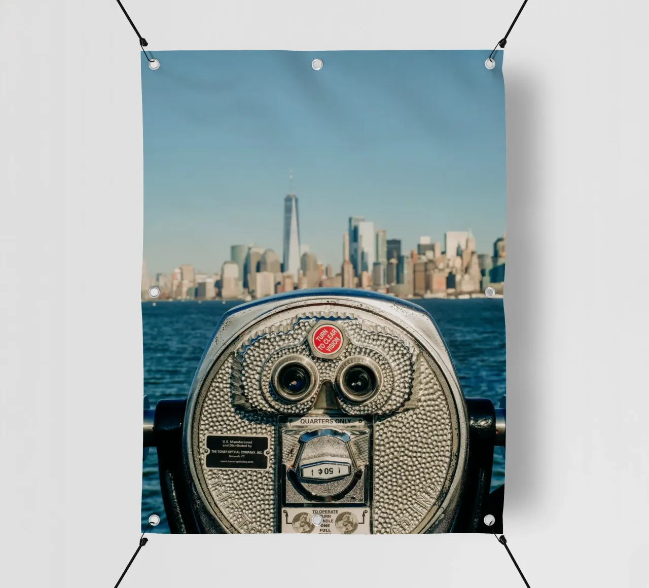 Skyline di New York - Vista di Manhattan con un binocolo telo in pvc da Bold and Retro