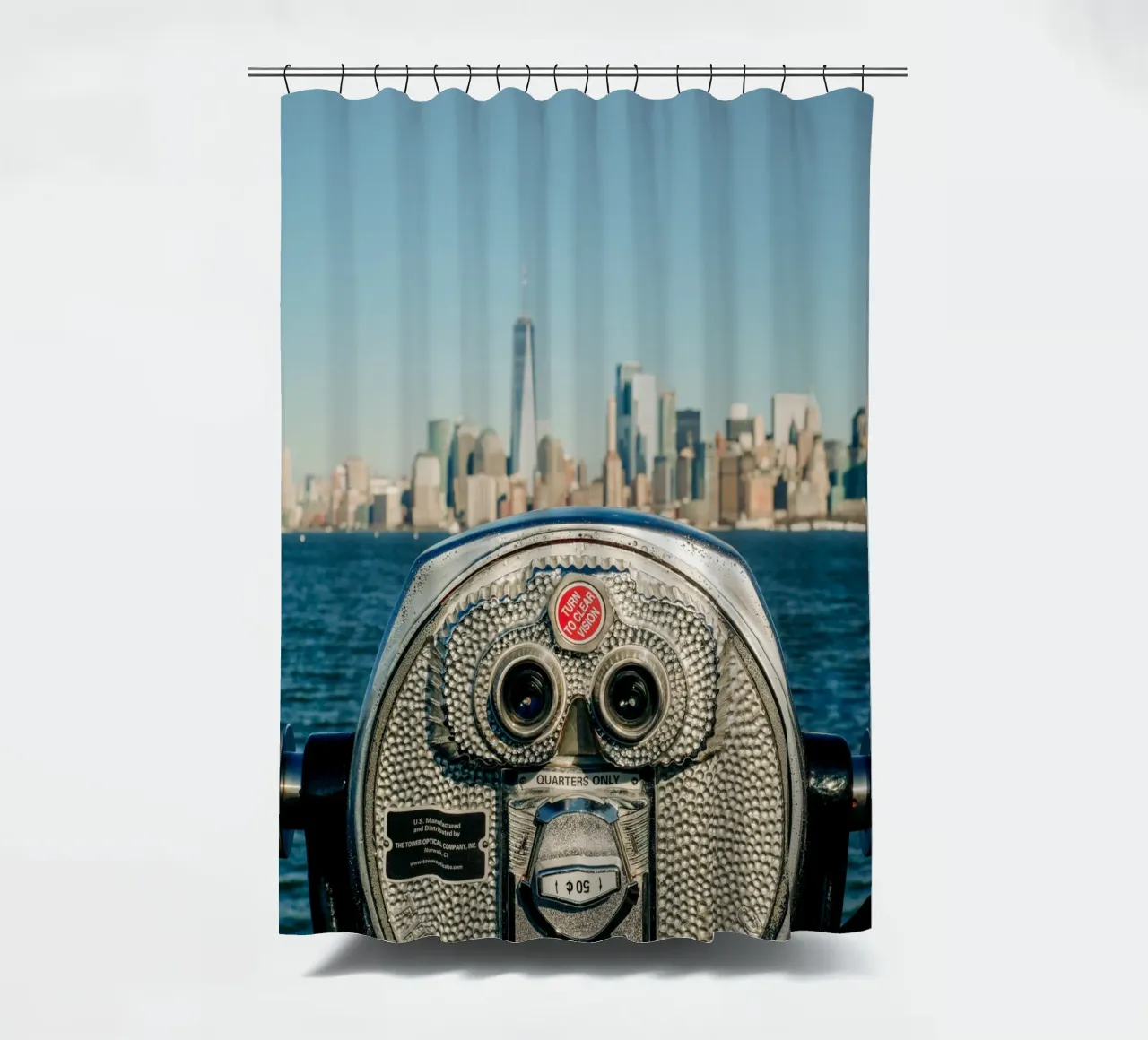 Skyline di New York - Vista di Manhattan con un binocolo tenda da doccia da Bold and Retro