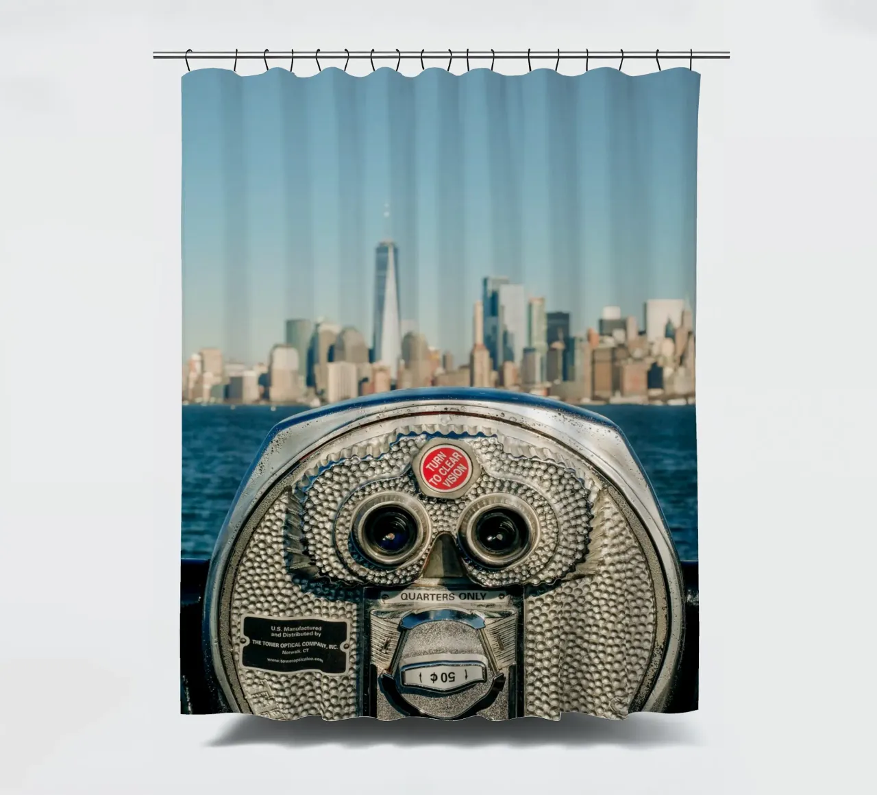 Skyline di New York - Vista di Manhattan con un binocolo tenda da doccia da Bold and Retro