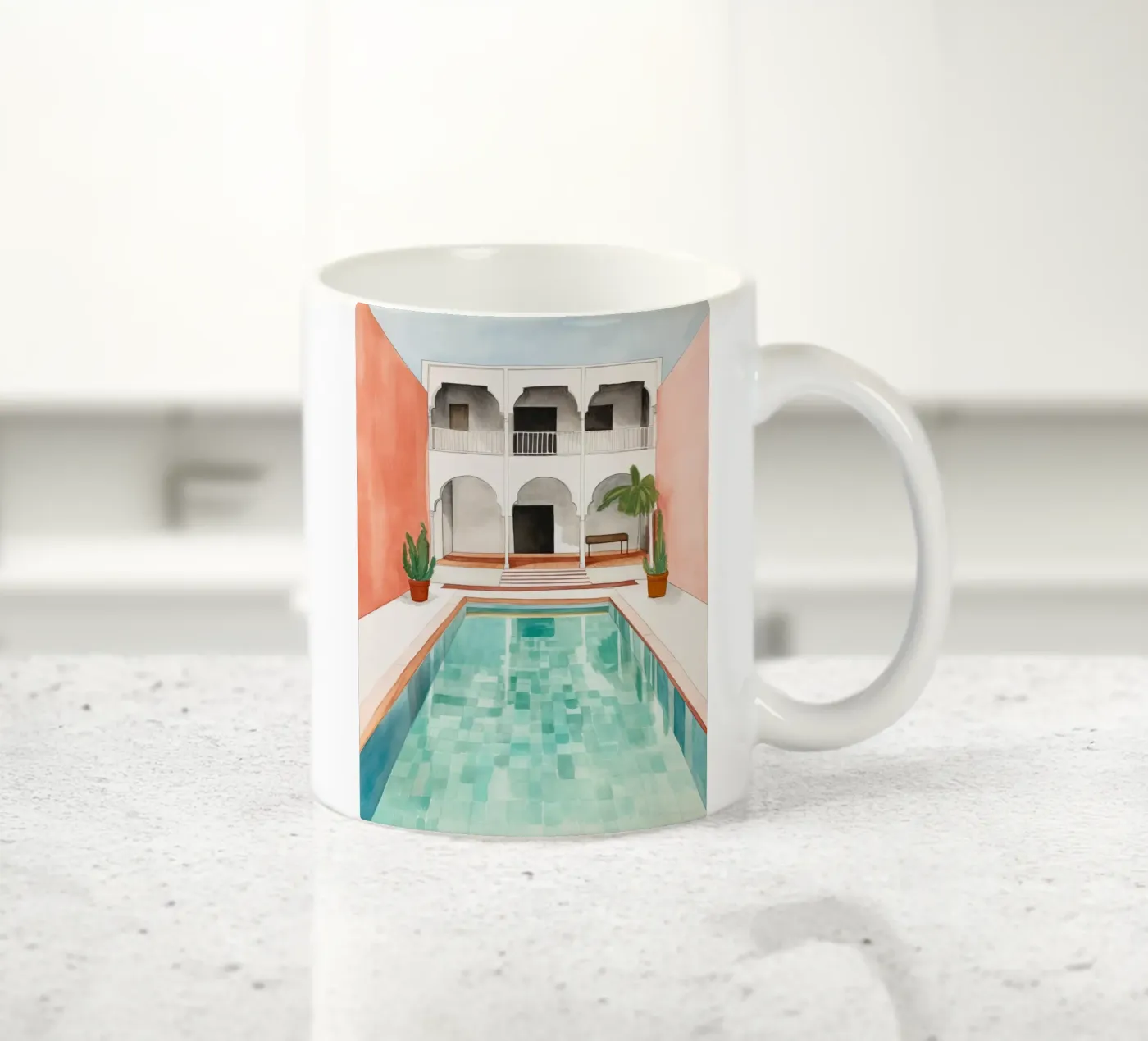Moroccan Pool ceramic mug by DaarbyN