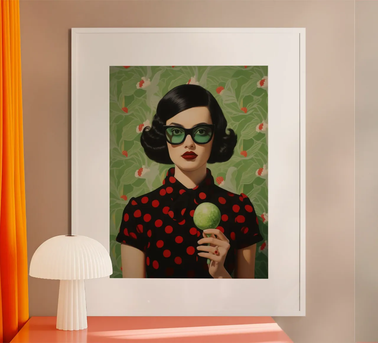 Ragazza lecca-lecca | Ritratto di donna in stile pop art poster con telaio in alluminio da Autofocus