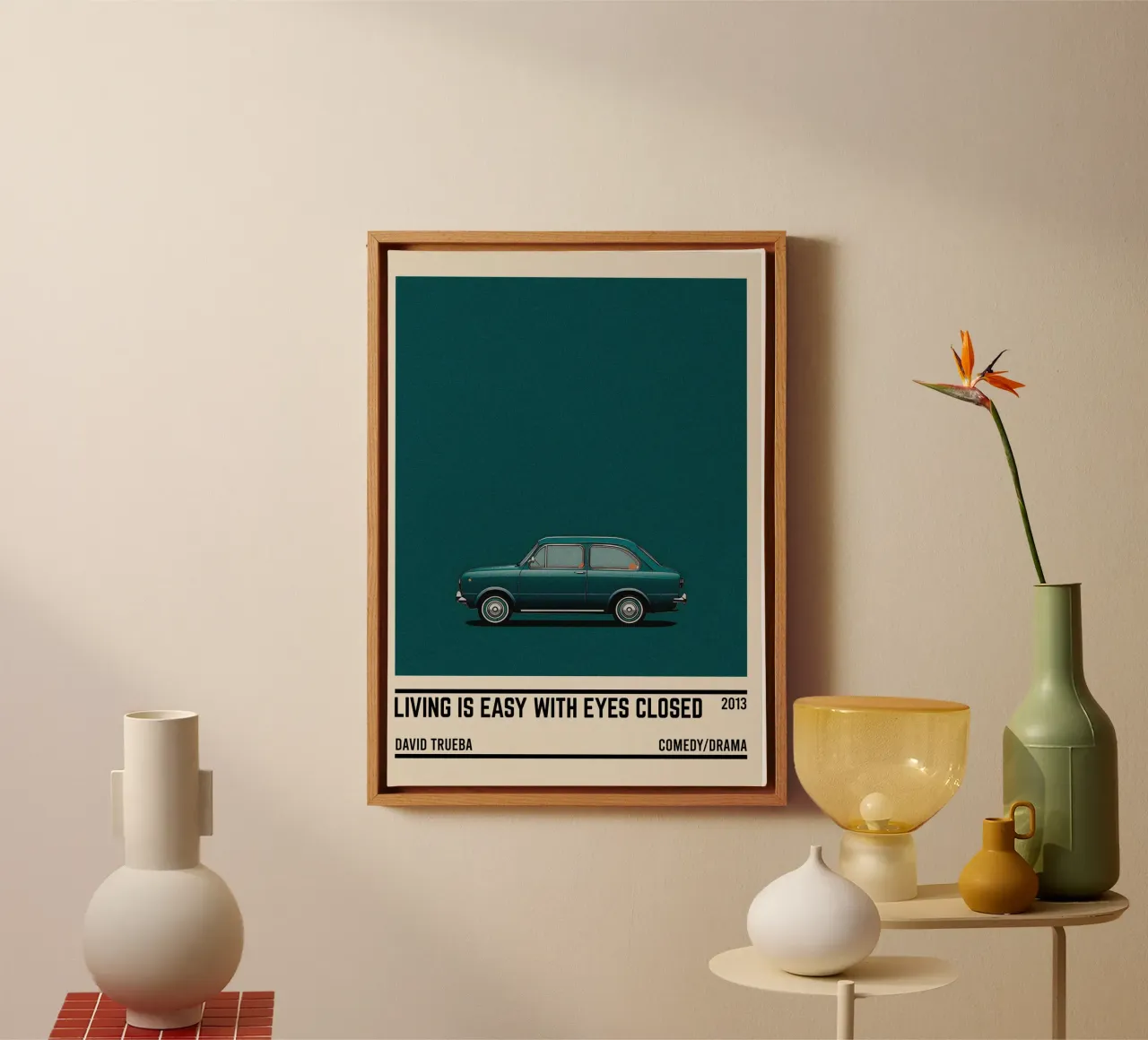 Living Is Easy with Eyes Closed car tela con Cornice a cassetta da TheArtstudio