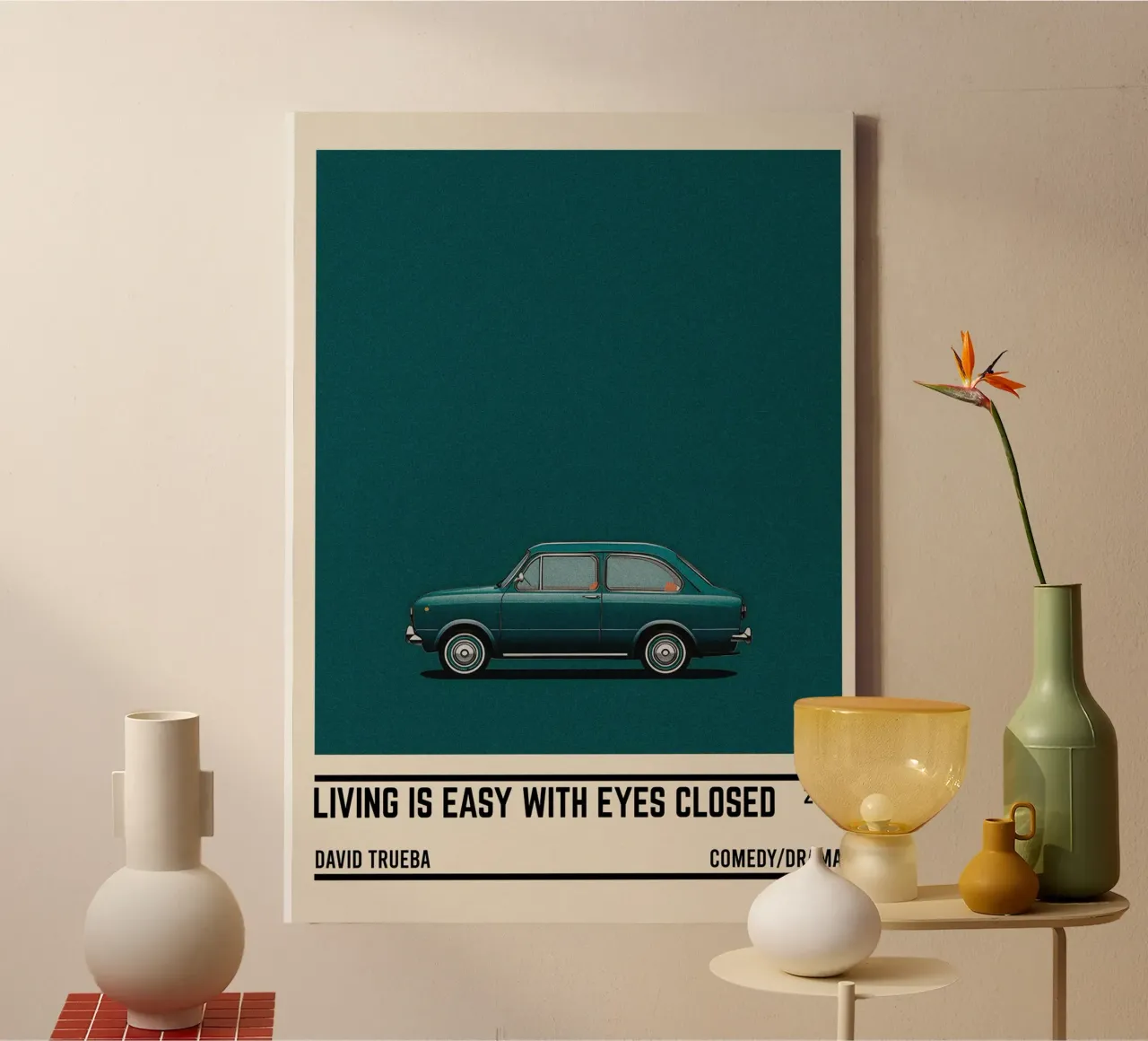 Living Is Easy with Eyes Closed car tela con Cornice a cassetta da TheArtstudio