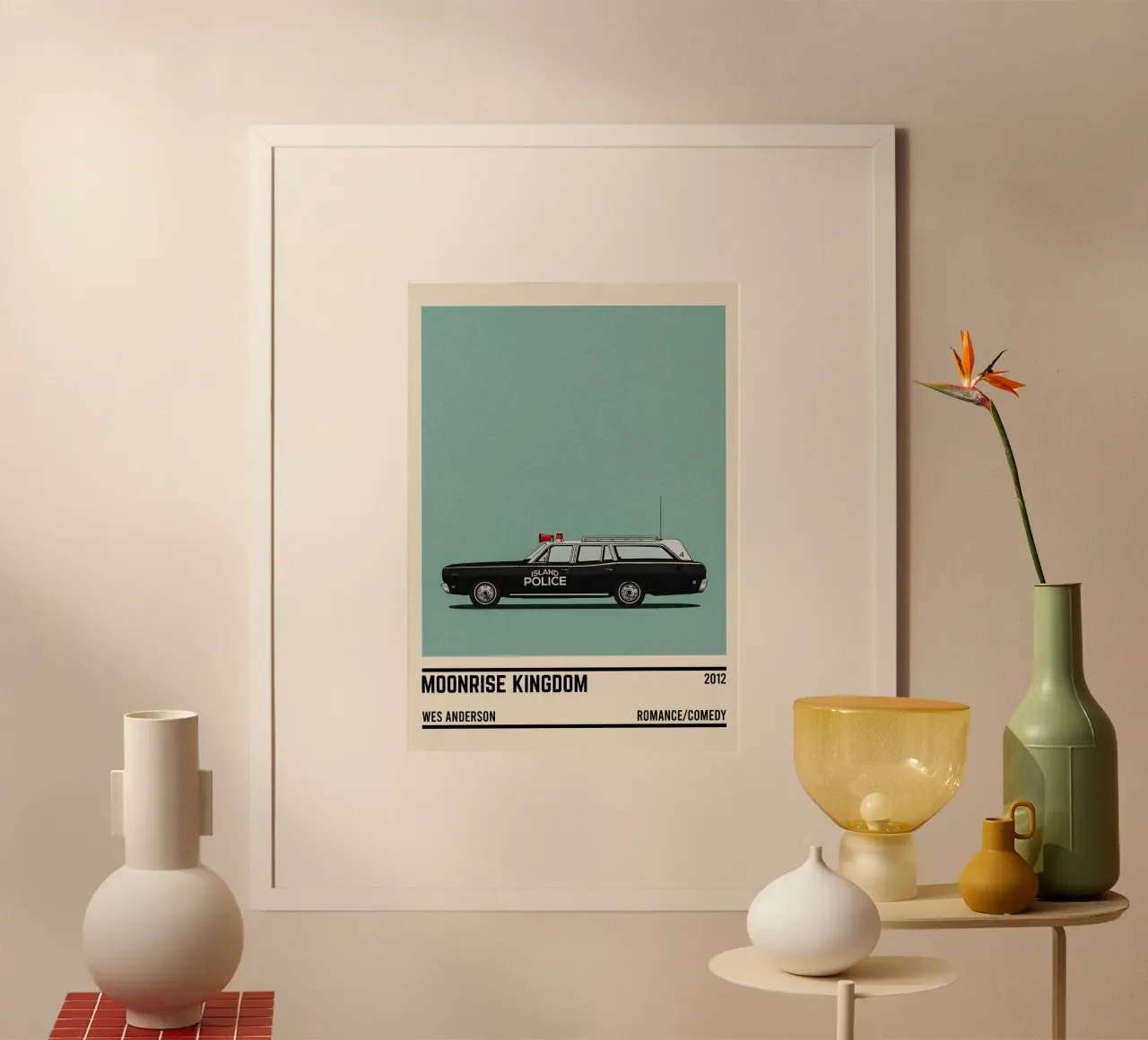 Moonrise Kingdom car movie poster con telaio in alluminio da TheArtstudio