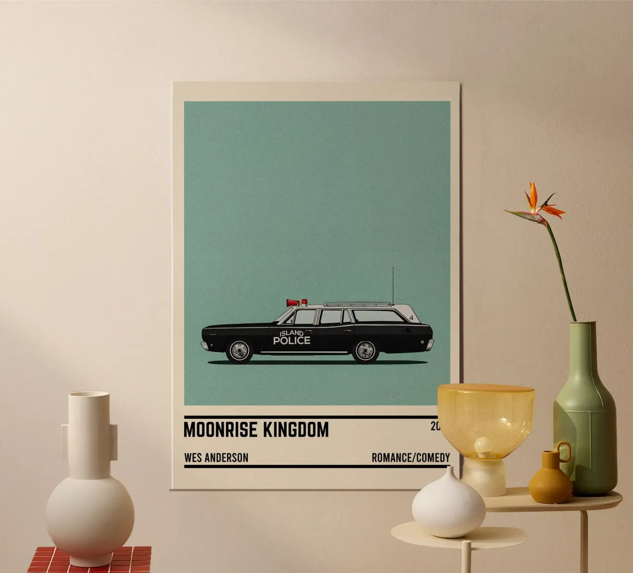 Moonrise Kingdom car movie poster con telaio in alluminio da TheArtstudio