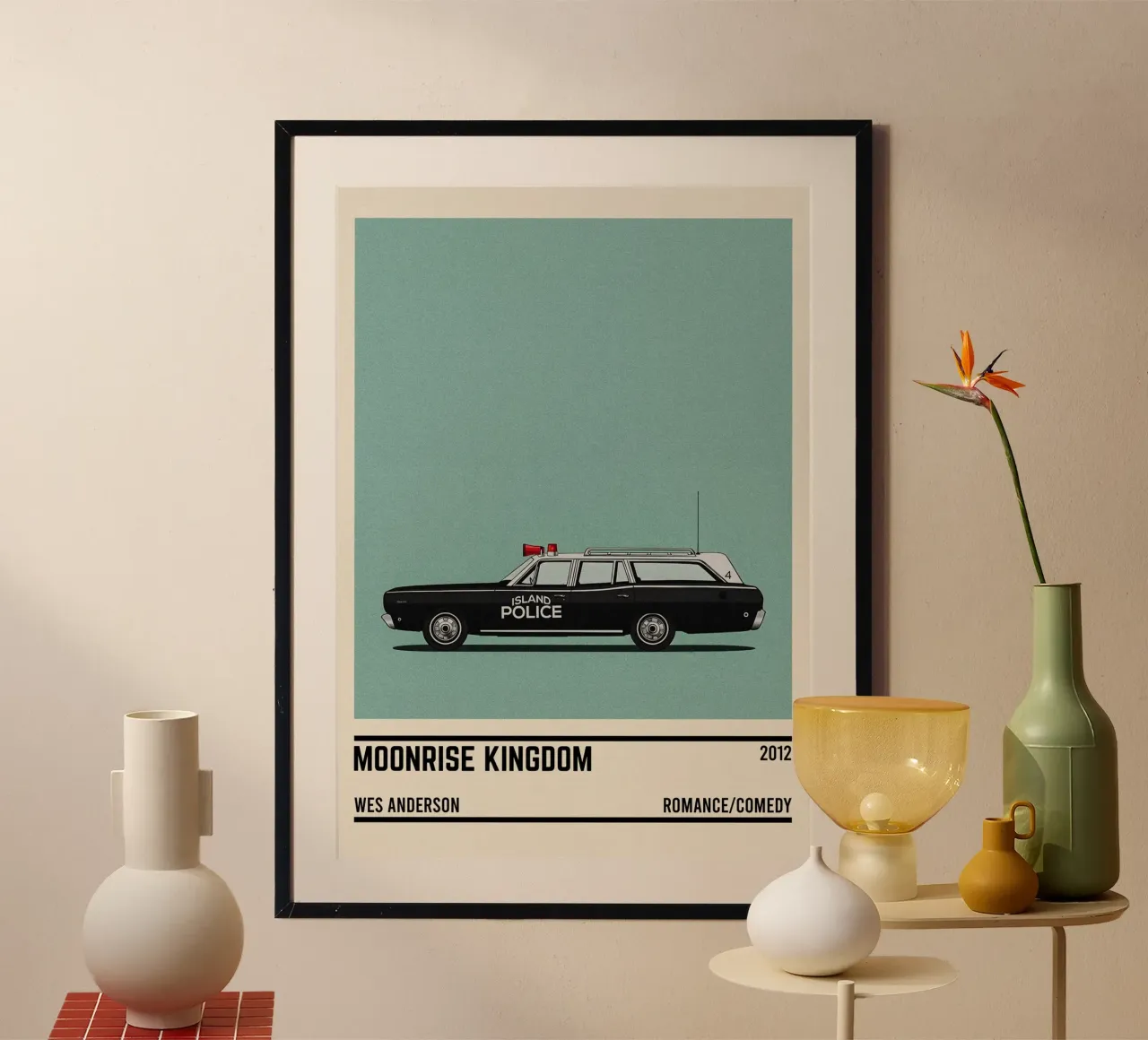 Moonrise Kingdom car movie poster con telaio in alluminio da TheArtstudio