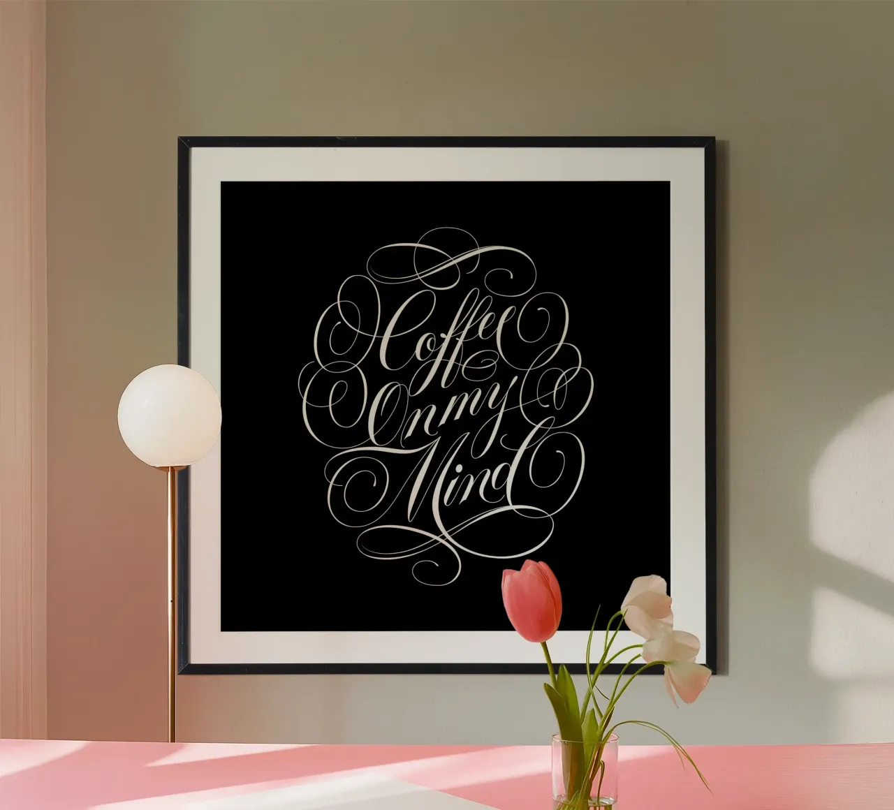 Coffee on my Mind.  Coffee Quote. poster con telaio in legno da CalliLetters