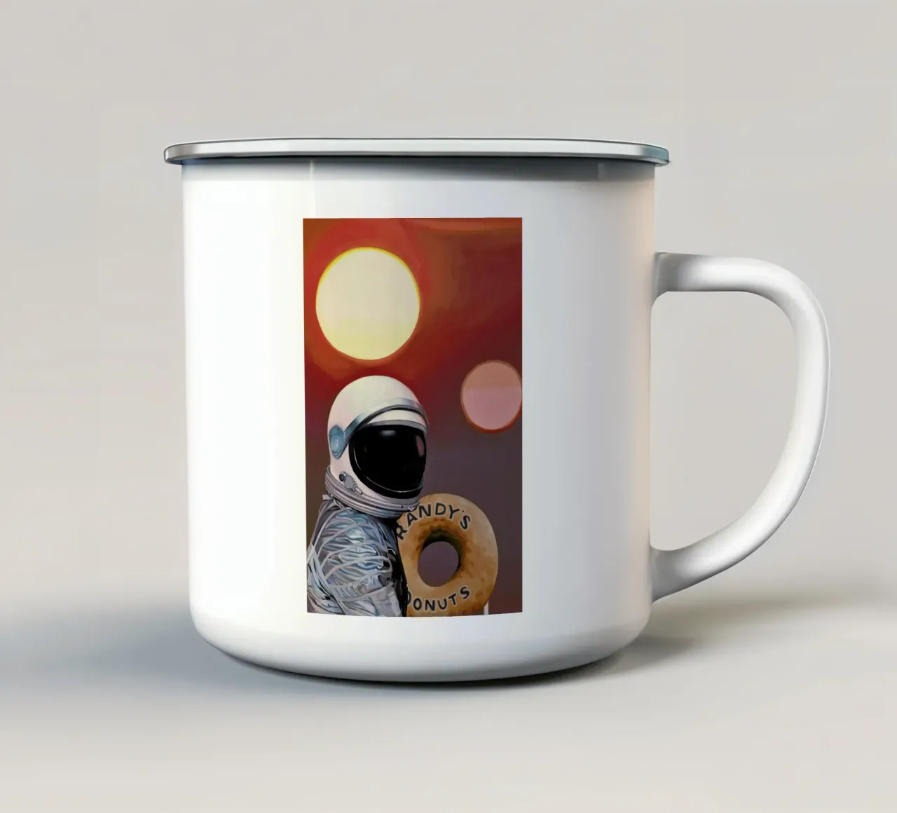 Twin Suns And Donuts tazza in smalto da Scott Listfield