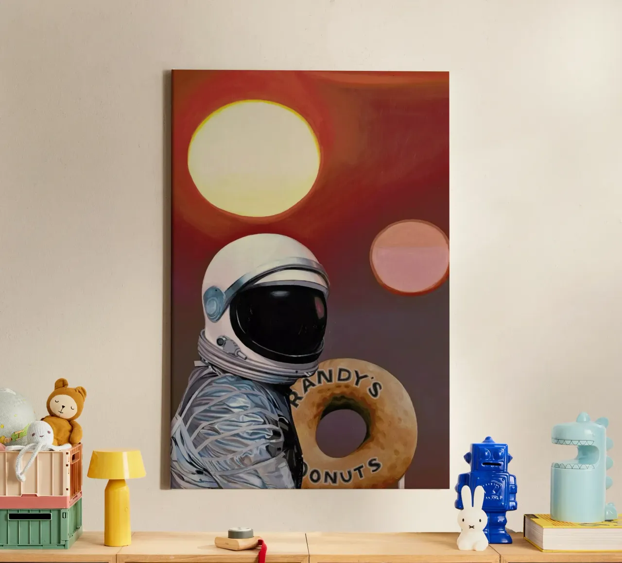 Twin Suns And Donuts tela con Cornice a cassetta da Scott Listfield