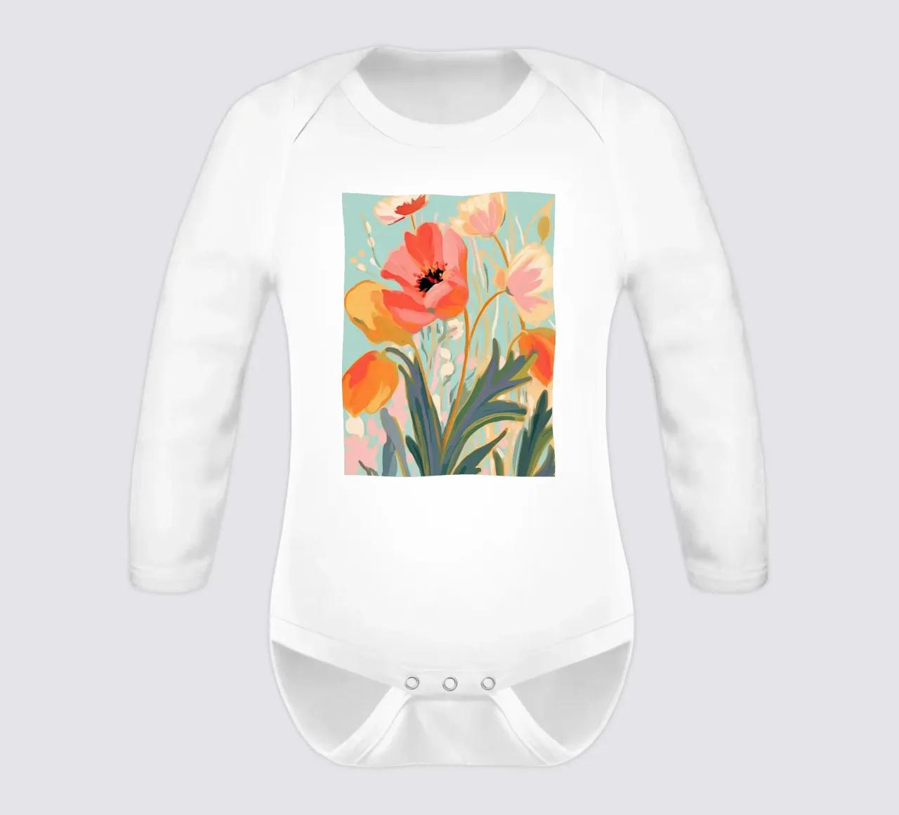 Wildflowers long-sleeve baby romper by DaarbyN