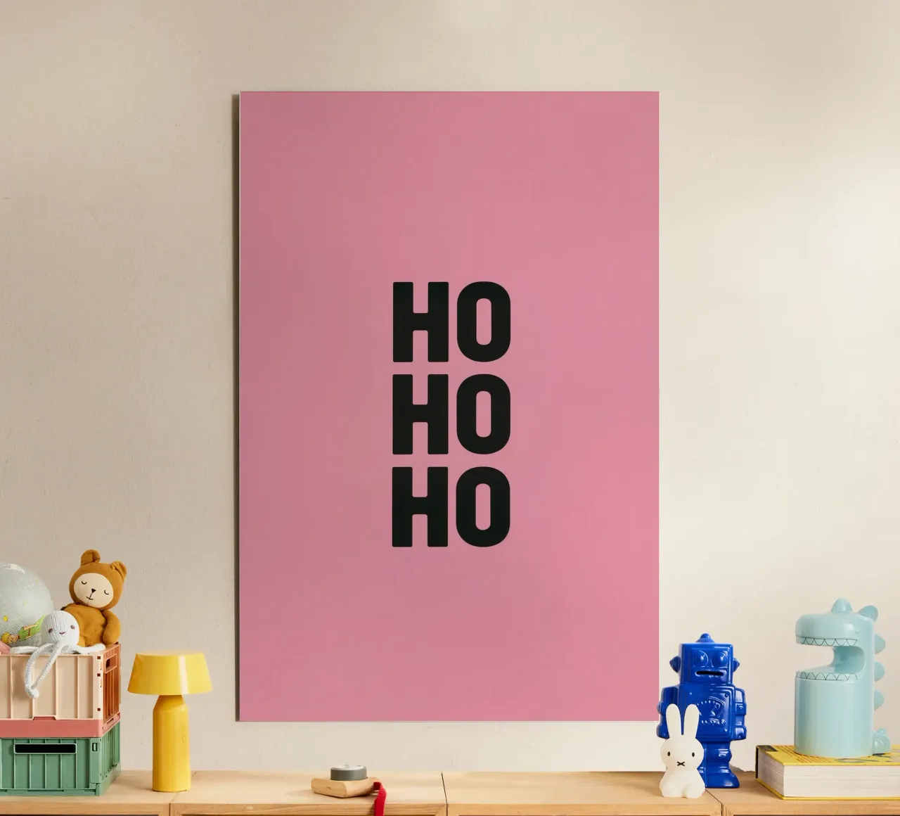 Modern Ho Ho Ho Ho Poster - Pink Christmas Wall Art for Holid forex plate by AlbertKlee